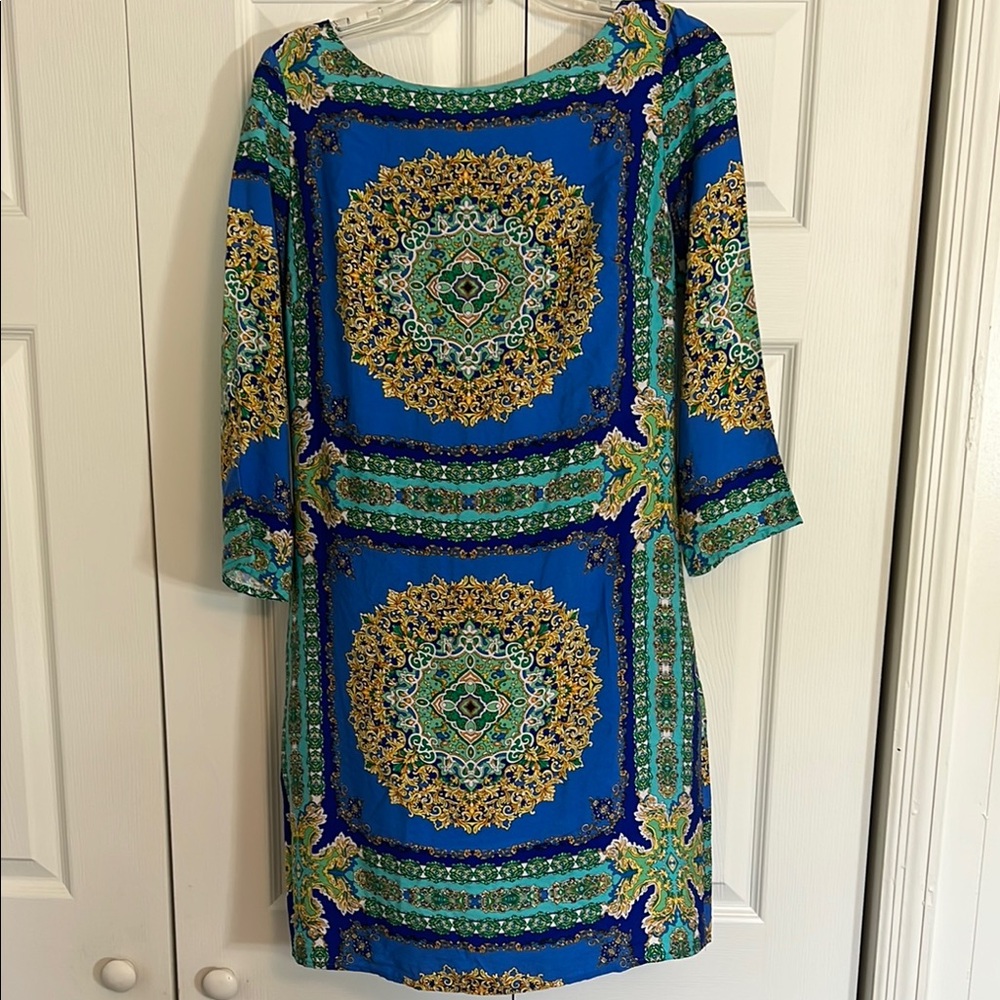 Laundry by Shelli Segal Women’s Size 8 Blue and Green Multi Color Dress F1.